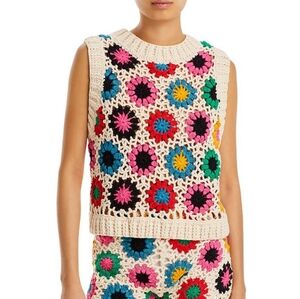 Farm Rio multi circles crochet sweater vest